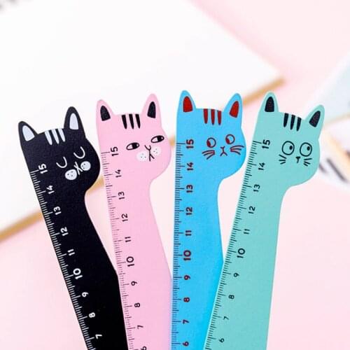 30pcs/lot Creative Animal Cat Wooden Drawing Ruler 15cm Papelaria Criativa Party Birthday Material Escolar Stationery