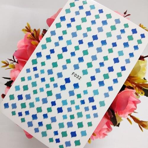 3D Nail Sticker Sliders Foil Design Blue Green Lantern Flowers Nail Art Decoraciones Adhesive Manicure Accesorios Tips