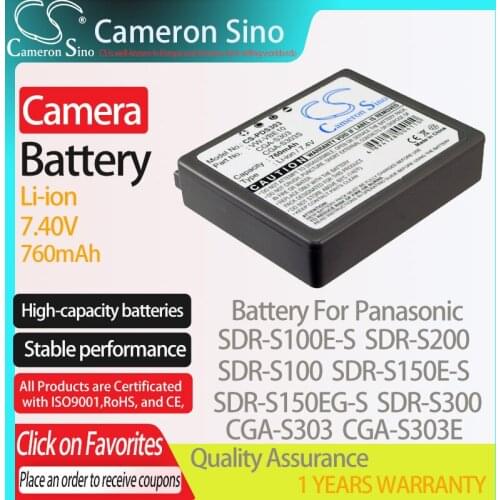 CameronSino Battery for Panasonic SDR-S100E-S SDR-S200 SDR-S100 SDR-S150E-S fits Panasonic CGA-S303 Digital camera Batteries