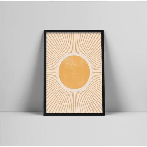Large Sun Art Print | Abstract Sun Wall Art | Sun Rays Circle Print | Mid Century Modern Poster | Printable Sunburnbow Want | r