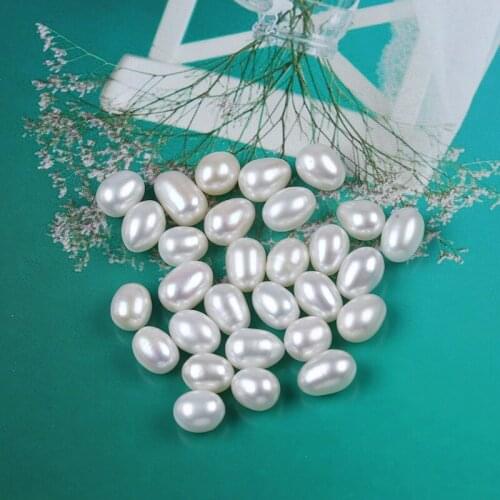 50Pcs/Pack White Real Fine Natural Freshwater Pearl Grade AAA Rice Shape Loose Bead No Hole For Jewelry Making