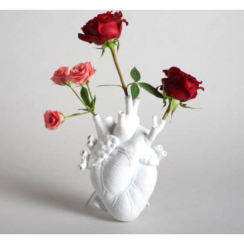 Heart Cardioid Shaped Flower Pot Home Decor Resin Vase Nordic Living Room Decoration Vase Sculpture Art Desktop Home Decor