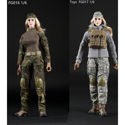 1/6 Scale Female Clothes Set FG015 Tactical Female Shooter Camouflage Suit Costume for 12 inches Action Figure Body