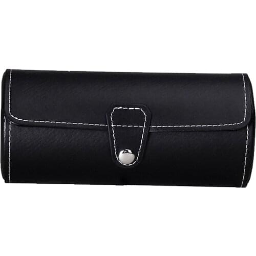 3 Slot PU Leather Watch Box Display,Cylinder Wristwatch Case Organizer Holder Storage, for Men and Women