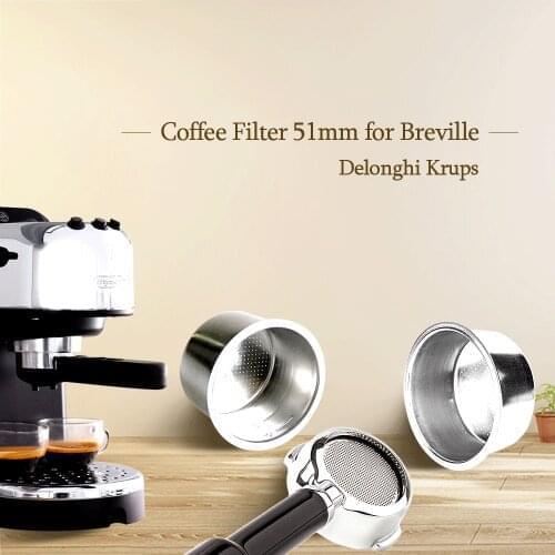2/4Cup 51mm Non Pressurized Filter Basket High Quality Coffee Tea Filter Basket Silver Stainless Steel Dripper Coffee Parts Tool