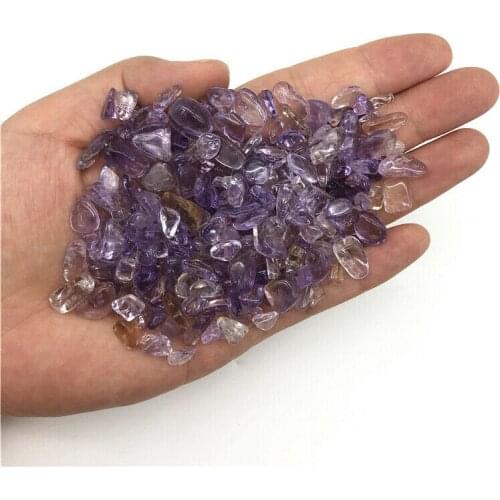 Beautiful 50g 2 Size Natural Yellow Purple Point Quartz Crystal Gravel Stone Rock Chips Decor Healing Natural Quartz Crystals