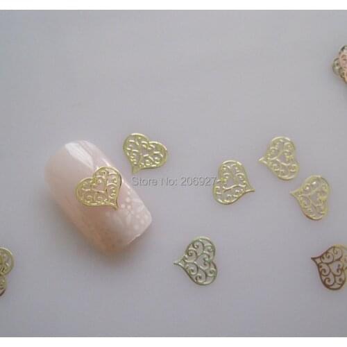 MS266-2 100pcs Gold Cute Heart Metal Sticker Nail Art Metal Sticker Nail Art Decoration Non-adhesive Sticker