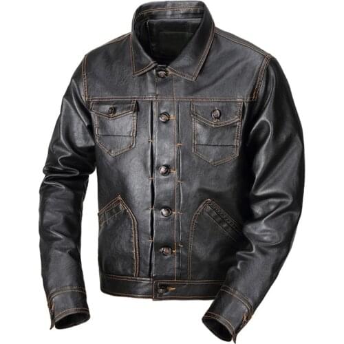 Vintage Flight Mens Leather Jacket Coats XXXXL Plus Size Retro Motorcycle Man Leather Jackets High Quality Bomber Jackets A633
