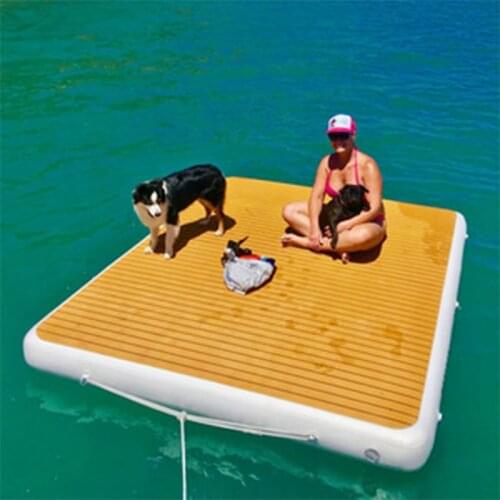 Inflatable Floating Dock for Lakes - Large Floating Platform Swim Dock 6 Inch Thick with Electric Air Pump For Lake