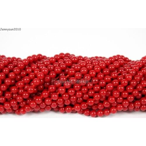 Natural Red Coral Gems Stones 3mm Smooth Round Spacer Loose Beads 15'' Strand for Jewelry Making Crafts 5 Strands/Pack