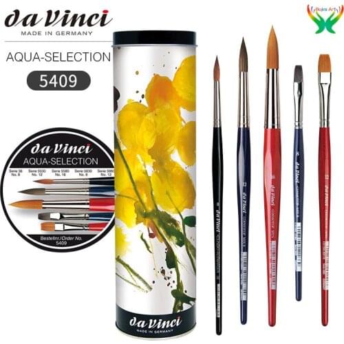 German Da Vinci Aqua 5409 selected watercolor brush group of 5 pieces into the cylinder oil paints For Master Painting beginners