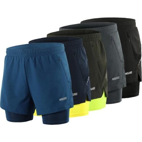 New Mens 2 in 1 Running Shorts Mens Sports Shorts Quick Drying Training Exercise Jogging Cycling Shorts with Longer Liner