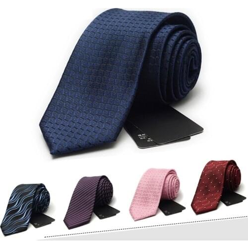 2017 New Brand 6CM Slim Silk Ties for Men Fashion Business Checkered Jacquard Woven Necktie Formal Work Party Casual Tie