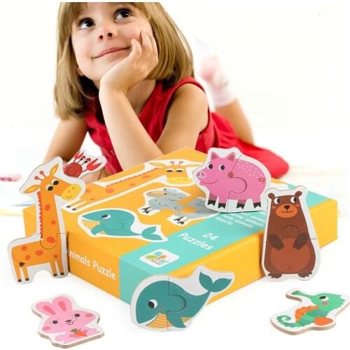 Learning Toys For Children Montessori Hand Grab Board Early Educational Toy Cartoon Vehicle/ Animal Vegetable Wooden Puzzle Kids