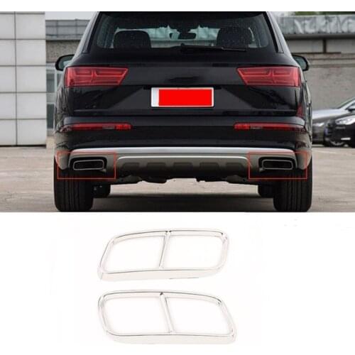 2pcs Stainless Steel Car styling Exhaust Tail Pipe Decoration Cover Trim Fit For Audi Q7 2016 2017 2018 Car Accessories