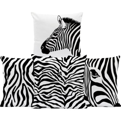 Animal Zebra Cushion Black And White Pillow Covers Nordic Style Nature Party Home Accessories Pillowslip 17.7Inch Velvet Sofa
