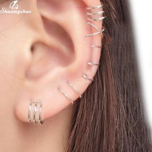Shuangshuo Punk Geometric Ear Climbers Earrings for Women Ear Crawler Boho Elegant Earing Piercing Earrings kolczyki Friend Gift