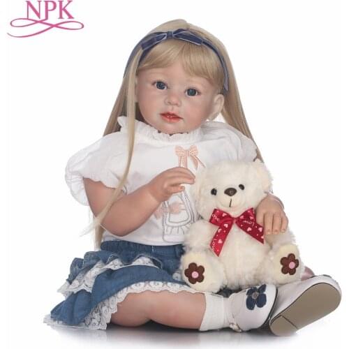 NPK 70cm Silicone Reborn Babies Lifelike Toddler Angel Baby Bonecas Girl Doll Bebes Reborn Brinquedos Silicone Toys For Kid Gift
