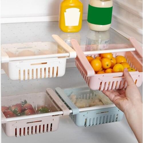 Stretchable Refrigerator Organizer Storage Basket Drawer Plastic Refrigerator Pull-out Drawers Space-saving Refrige Storage Rack
