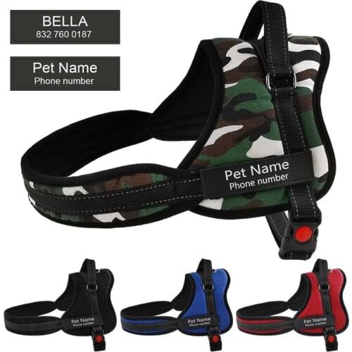 Personalized Reflective Dog Harness Vest NO PULL Adjustable Pet Harness For Dogs ID Customized Name Tag Dog Walking Harnesses