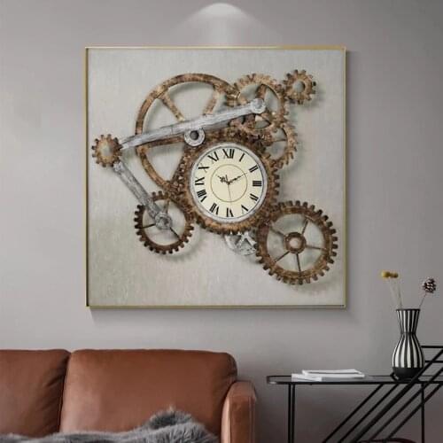 Vintage Gear Clock Canvas Painting Canvas Prints for for Living Room Office Store Decoration Wall art Decor Pictures Cuadros