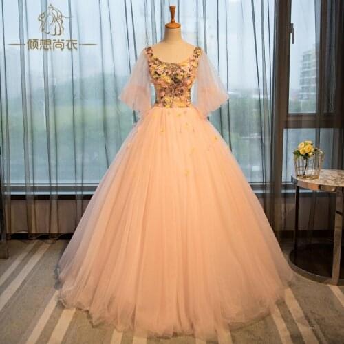 100%real 18th century bubble sleeve vintage medieval dress princess Renaissance Gown queen Victorian/Marie/ Belle Ball/ball gown