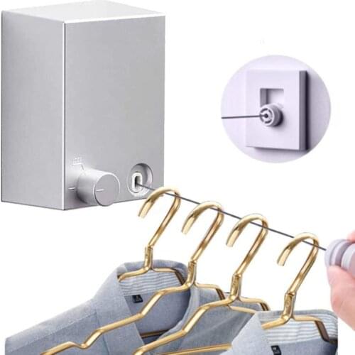 Retractable Clothesline Adjustable ABS Case Dryer Stainless Rope String Self-Adhesive Clothesline Home Storage Tool