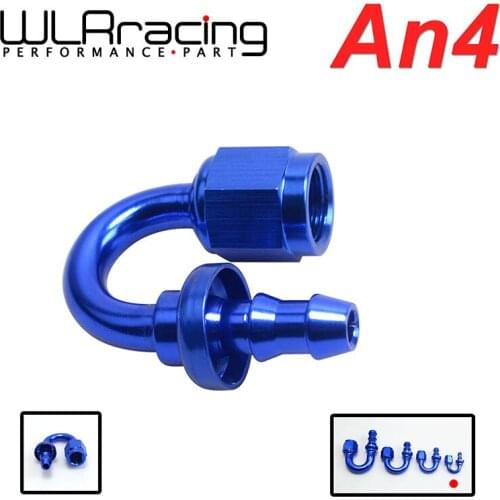WLR RACING - AN4 4-AN 4AN 180 DEGREE PUSH ON LOCK SOCKETLESS HOSE END FITTING ADAPTER WLR-SL2018-04-011