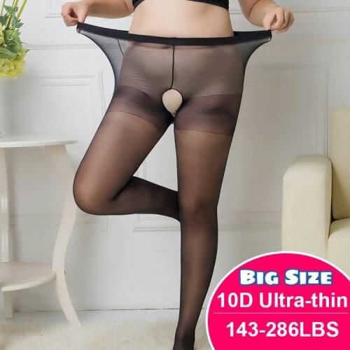 A06 Womens Plus Size Open Pantyhose XL XXL For Sexy Stockings 10D Ultra-thin Tights Seductive Anti-hook Silk Womans socks