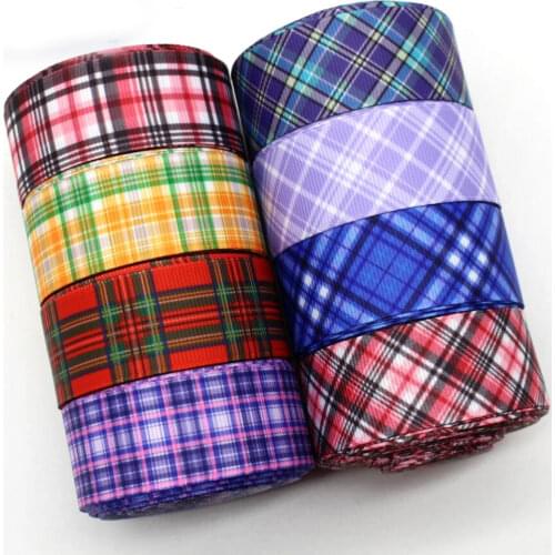 New 1 '25mm 1-1/2 38mm lattice ribbon 10 yards DIY handcrafted materials bow sewing fabric gift package Grosgrain ribbons plaid