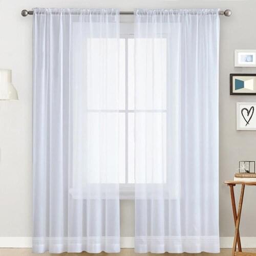 1Pc Solid Color Rod Install Style Sheer Tulle Window Curtain Drape Hotel Home Living Room Balcony Patio Decoration Wholesale