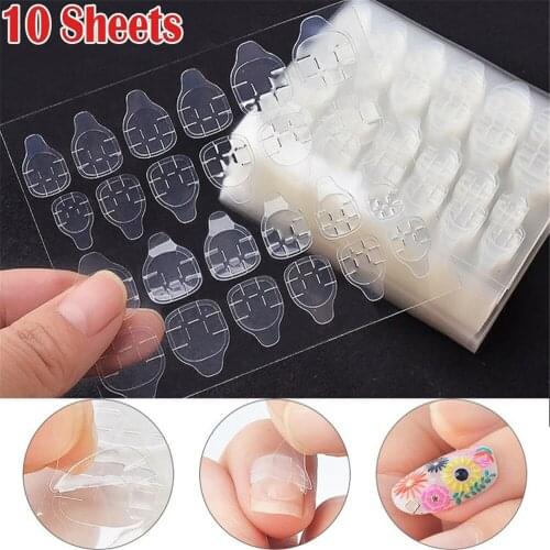 10Sheet/Set Waterproof Breathable Glue Jelly Double Sided Adhesive Tapes Nail Art Sticker Decals Fingernail Art False Nail Tips