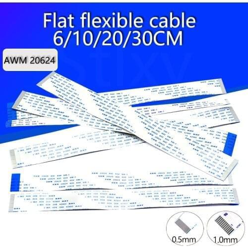 100PCS Multiple lengths Flat flexible cable FFC FPC LCD cable AWM 20624 80C 60V VW-1 FFC-1.0MM/0.5MM LCD connector flat cable