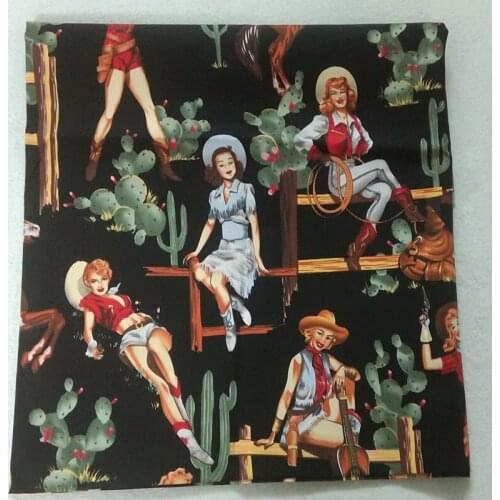 100x130cm Western Cowgirl Printed cotton fabric bedding quilting Twill Cloth for Patchwork Cloth Dress Home Decor