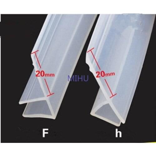 2 Meter/lot Widened F/h shape silicone rubber shower room door window glass seal strip weatherstrip for 6/8/10/12 mm glass