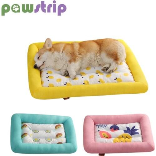 4 Size Summer Sleeping Mat Dog Beds Cooling Ice Pad Washable Cushion Puppies Cat Sofa Supplies Cold Silk Bed Bite Resistant Mat