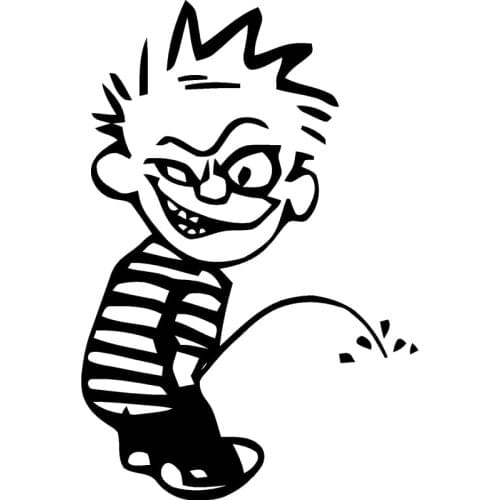 9.5cm*14.1cm Boy Crazy Peeing Funny Vinyl Decals Car Stickers Black/Silver Accessories S6-3308