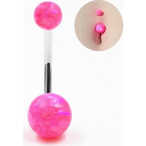 925 sterling silver Belly Bar Ring Opal Belly Button Ring Navel Rings 14G Piercing Sexy Body Jewelry