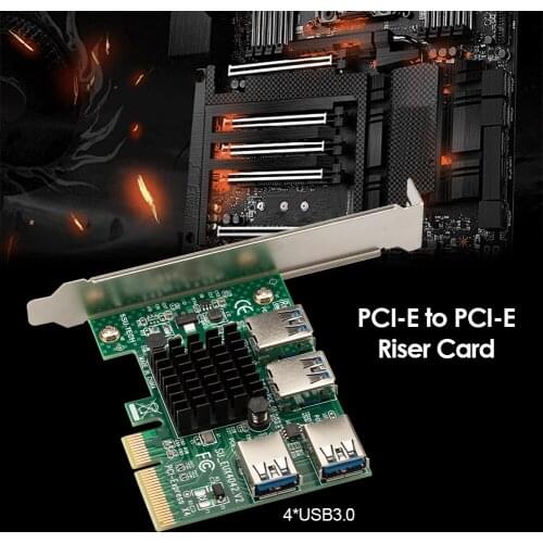 NEW PCI-E to PCI-E Adapter Extender 1 Turn 4 PCI-Express Slot 1x to 4x 16x USB 3.0 Riser Multiplier Card Converter Accessories