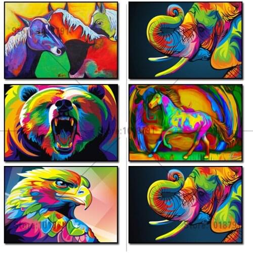 5D Diy Diamond Painting Animal Diamond Cross Stitch Crystal Diamond Sets Unfinished Full Diamond Embroidery Colorful Elephant