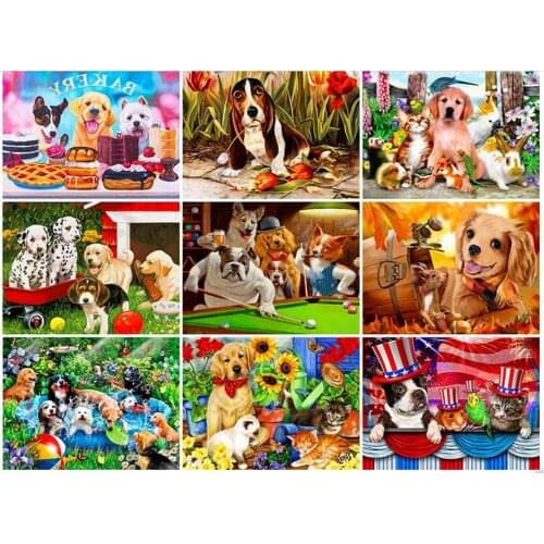 Animals diamond painting cartoon dogs mosaic art embroidery stitch rhinestone picture puzzle toy children gifts wall decor craft