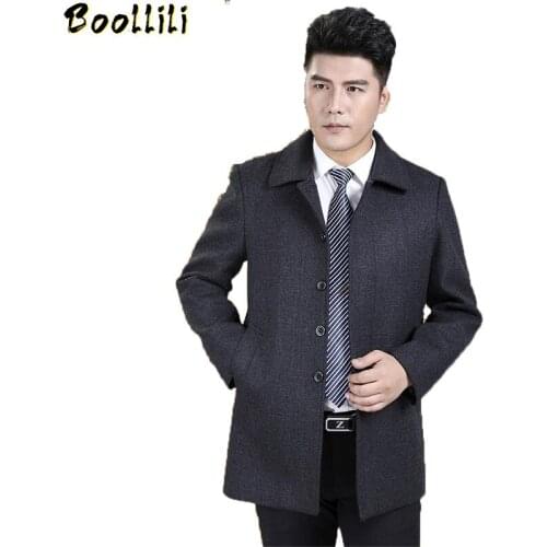 Boollili Plus Size 4XL Wool Coat Men Brand Clothing Medium Long Mens Jackets And Coats Turn-down Collar Autumn Coat Men Jacket