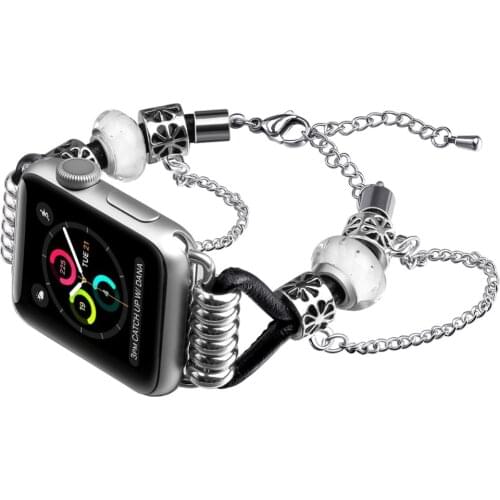 38-42mm For Apple Watch Series 4 Bracelet Jewelry With Genuine Leather Watch Band For Apple Series 3 2 1 horlogeband Wrist Strap