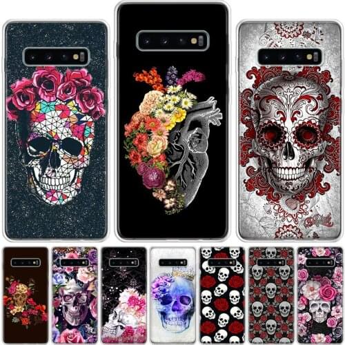 Floral Sugar Skull Phone Case For Samsung Galaxy A51 A71 A50 A70 A80 A90 A01 A6 A7 A8 A10 A10S A20S A20E A30 A40 Plus Cover