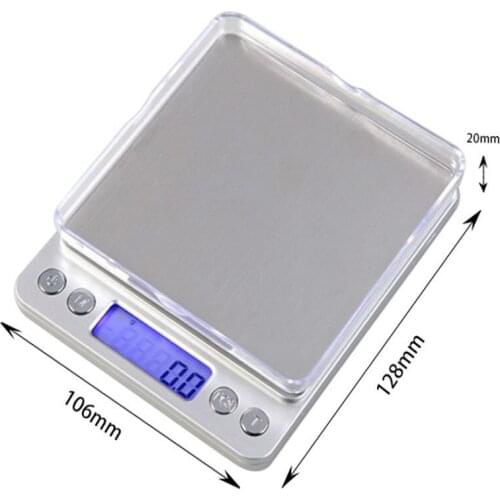 Digital Multi-function Food Kitchen Scale 1000g*0.1g LCD Display Jewelry Pocket Weighing Machine (Silver)