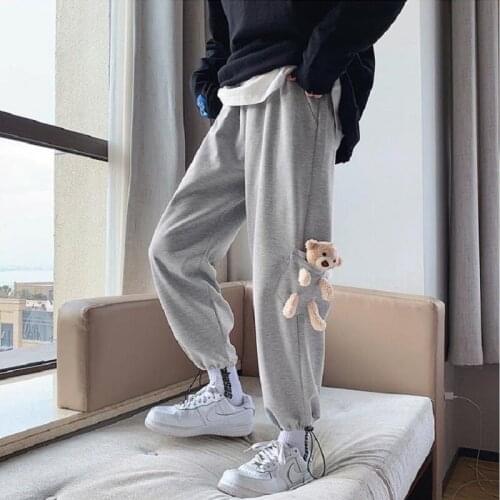 Spring Autumn Women Pants Knitted Trousers Easy-Match Sport Pants Elastic Waist Female Trousers College Student Pants