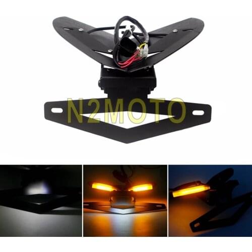 For BMW S1000RR S1000R 2015-2019 Black Motorcycle Fender Eliminator License Plate Bracket Tidy Tail w/ Rear Turn Signal Light