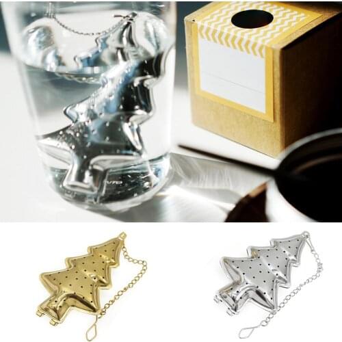 Stainless Steel Tea Filter Christmas Tree Shaped Tea Filter Making Tea Seasoning Tea Strainer Kitchen Tools Diffuser