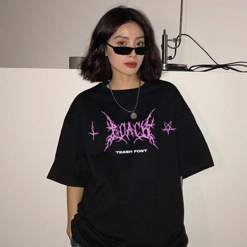 Summer Tshirt female Oversized y2k Top gothic Cotton dropshipping Hip hop streetwear Kawaii harajuku Short sleeve Women clothing