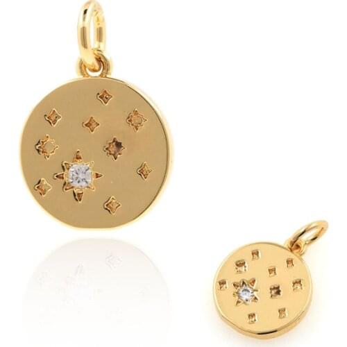 Star Sun Pendant Micro-Pavé CZ Necklace Exquisite Pendant DIY Jewelry Discovery 16.2x10.8x1.8mm